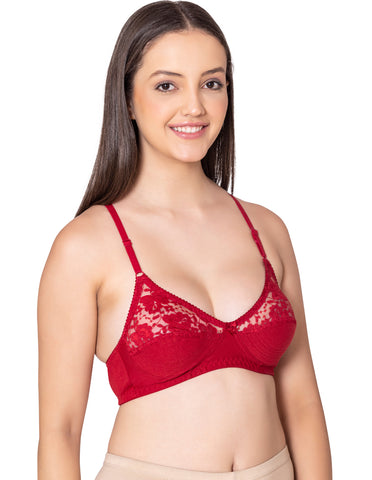 Bodycare polycotton wirefree adjustable straps designer net cup non padded bra-1535MH