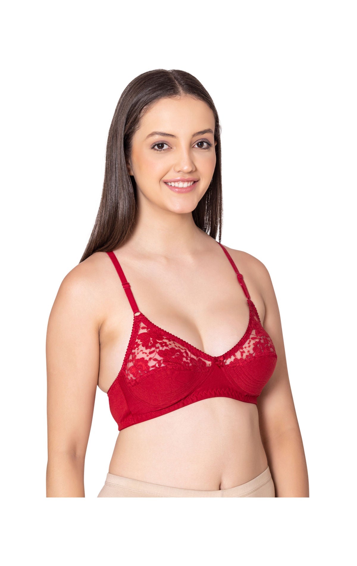 Bodycare polycotton wirefree adjustable straps designer net cup non padded bra-1535MH