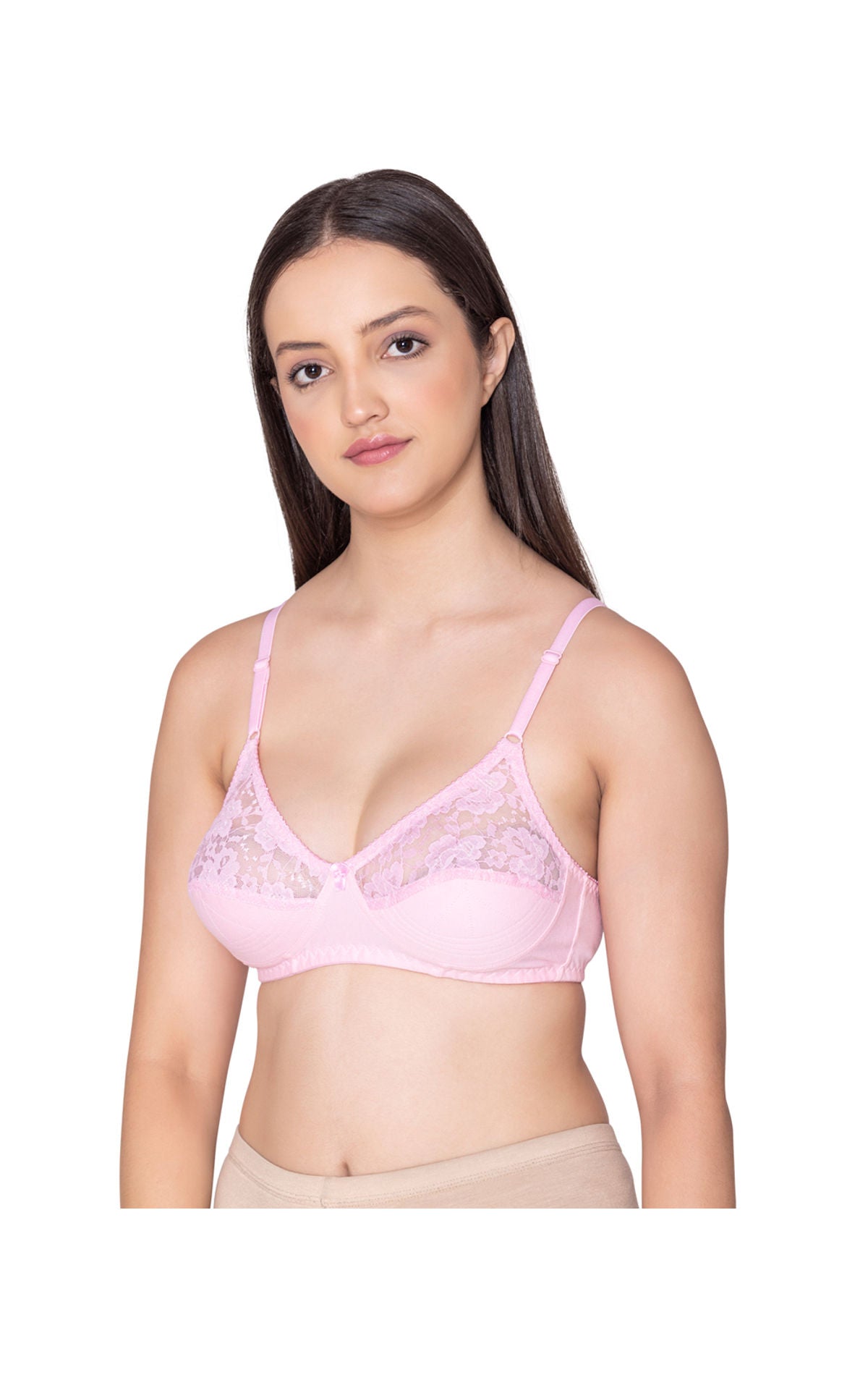 Bodycare polycotton wirefree adjustable straps designer net cup non padded bra-1535PI