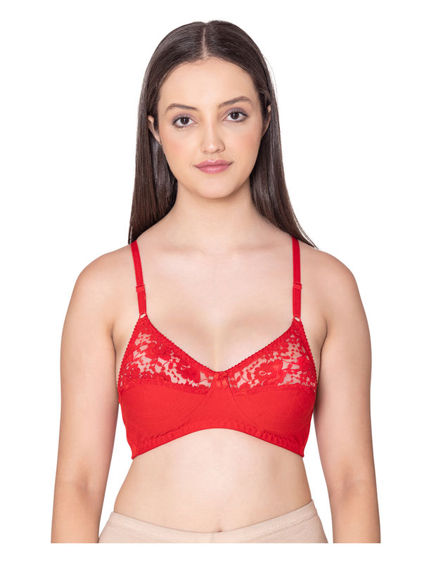 Bodycare polycotton wirefree adjustable straps designer net cup non padded bra-1535RE