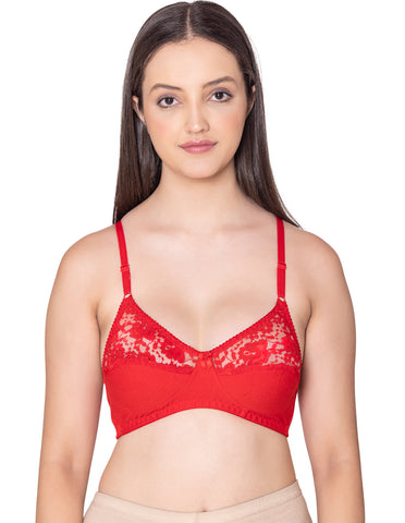 Bodycare polycotton wirefree adjustable straps designer net cup non padded bra-1535RE