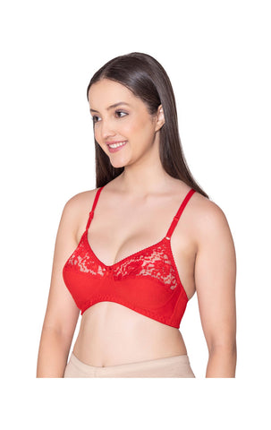 Bodycare polycotton wirefree adjustable straps designer net cup non padded bra-1535RE