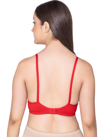 Bodycare polycotton wirefree adjustable straps designer net cup non padded bra-1535RE