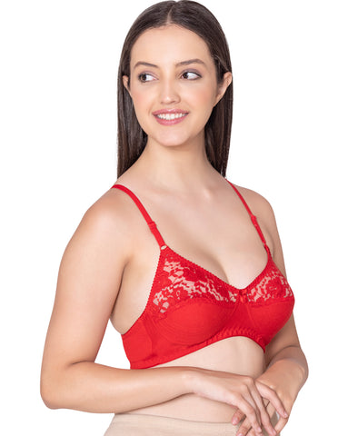 Bodycare polycotton wirefree adjustable straps designer net cup non padded bra-1535RE