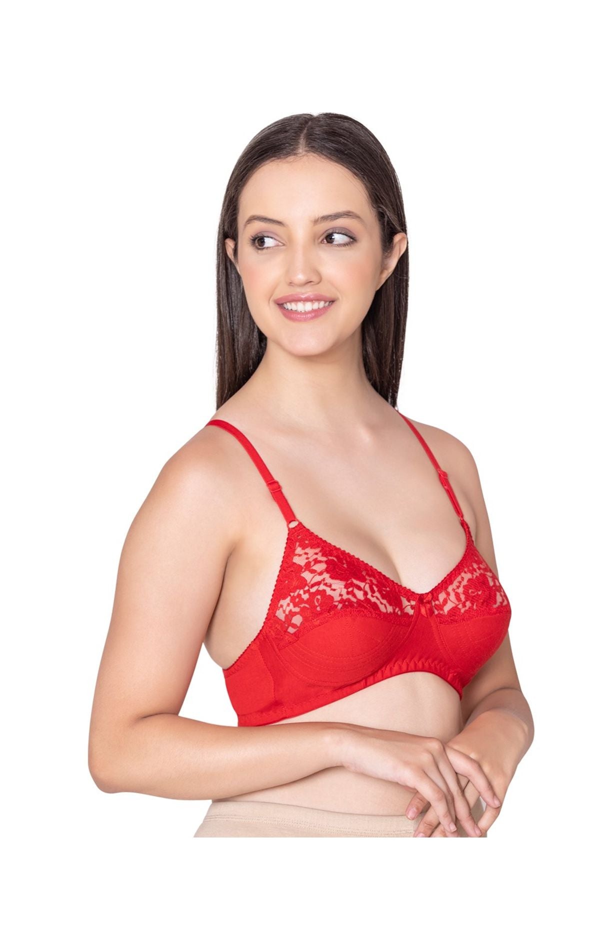 Bodycare polycotton wirefree adjustable straps designer net cup non padded bra-1535RE