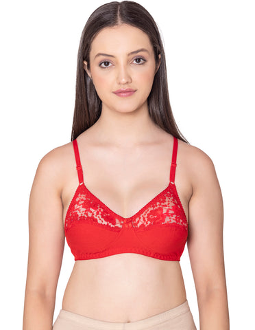Bodycare polycotton wirefree adjustable straps designer net cup non padded bra-1535RE