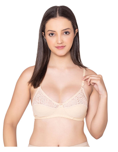 Bodycare polycotton wirefree adjustable straps designer net cup non padded bra-1535S