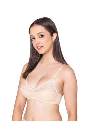 Bodycare polycotton wirefree adjustable straps designer net cup non padded bra-1535S