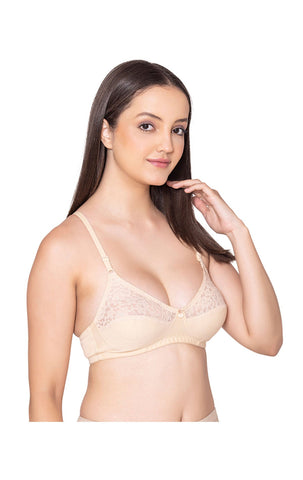 Bodycare polycotton wirefree adjustable straps designer net cup non padded bra-1535S