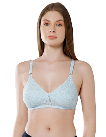 Wirefree Non-Padded Cotton Full Coverage Bra for Everyday Comfort - Sky Blue (#1537SKY)