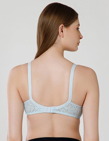 Wirefree Non-Padded Cotton Full Coverage Bra for Everyday Comfort - Sky Blue (#1537SKY)