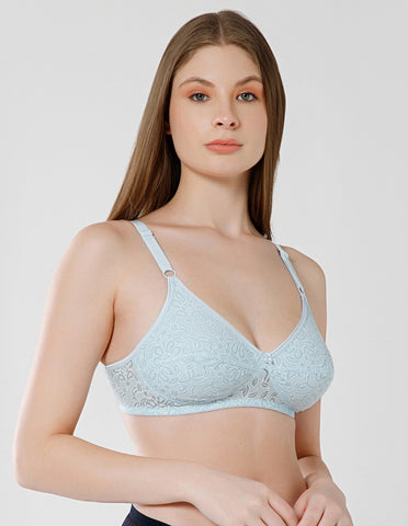 Wirefree Non-Padded Cotton Full Coverage Bra for Everyday Comfort - Sky Blue (#1537SKY)