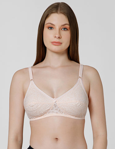 Wirefree Non-Padded Cotton Full Coverage Bra for Everyday Comfort - Peach (#1537PCH)