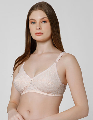 Wirefree Non-Padded Cotton Full Coverage Bra for Everyday Comfort - Peach (#1537PCH)