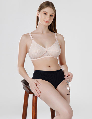 Wirefree Non-Padded Cotton Full Coverage Bra for Everyday Comfort - Peach (#1537PCH)