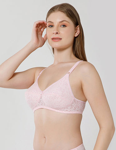 Wirefree Non-Padded Cotton Full Coverage Bra for Everyday Comfort - Pink (#1537PNK)