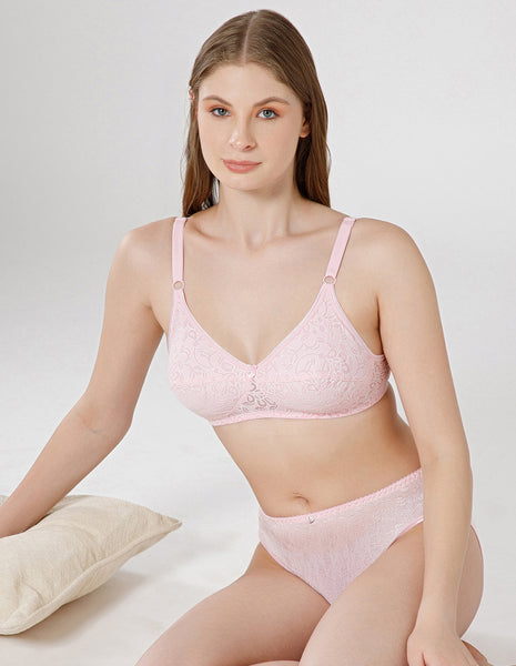 Wirefree Non-Padded Cotton Full Coverage Bra for Everyday Comfort - Pink (#1537PNK)
