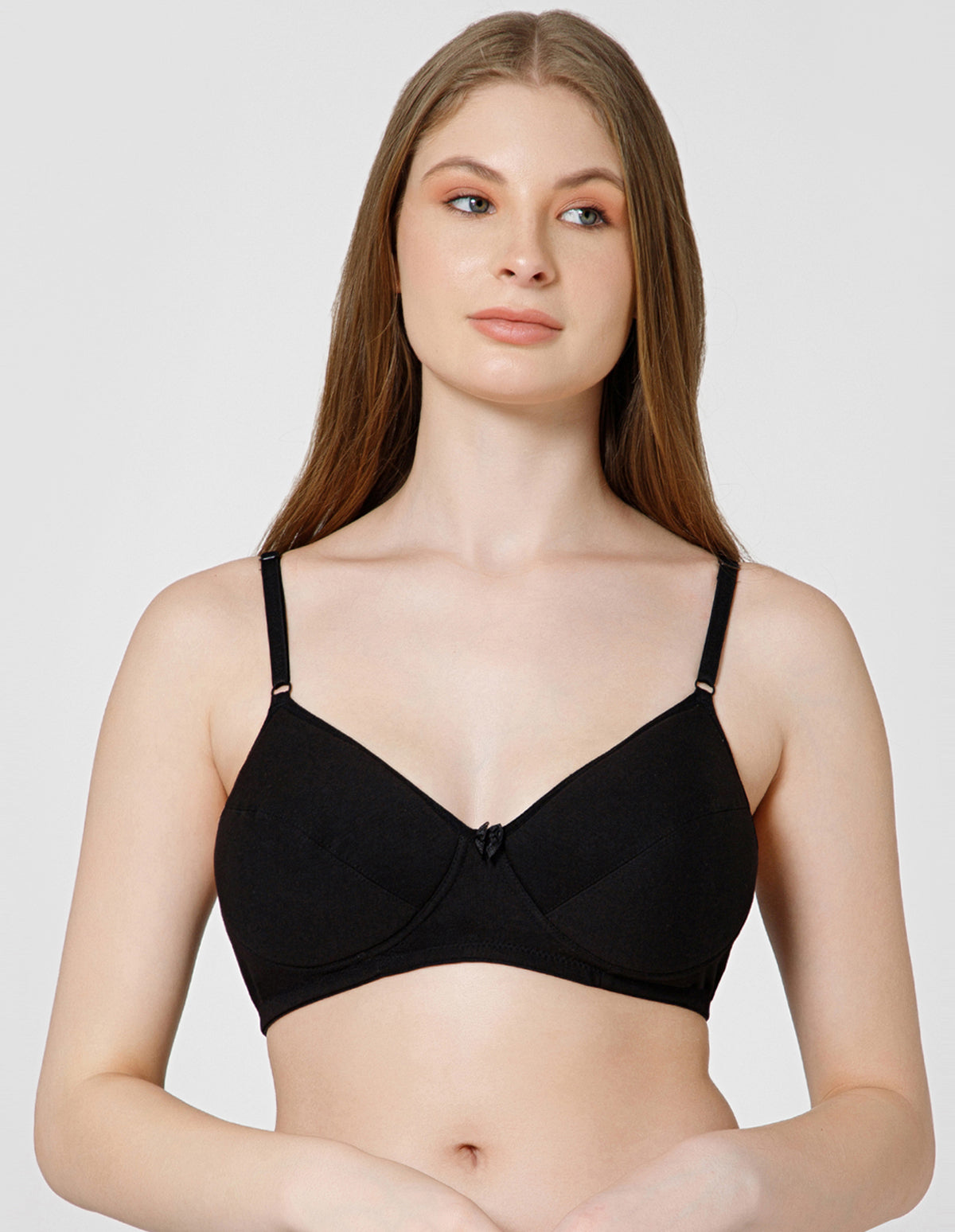 Soft Cotton Wirefree Padded Full Coverage Bra for All-Day Wear - Black (#1544B)