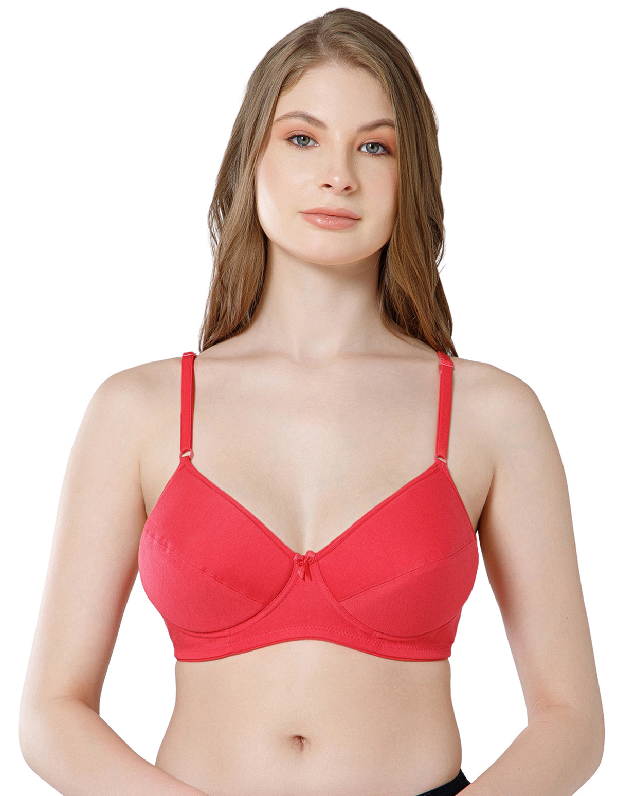Soft Cotton Wirefree Padded Full Coverage Bra for All-Day Wear - Coral (#1544COR)