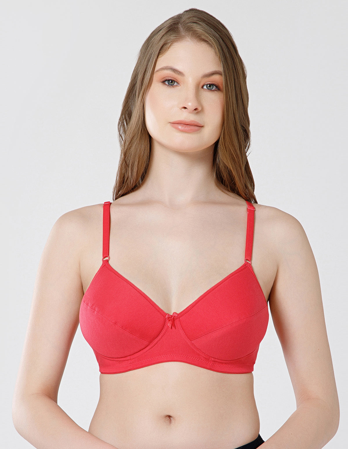 Soft Cotton Wirefree Padded Full Coverage Bra for All-Day Wear - Coral (#1544COR)