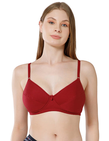 Soft Cotton Wirefree Padded Full Coverage Bra for All-Day Wear - Mehroon (#1544MEH)