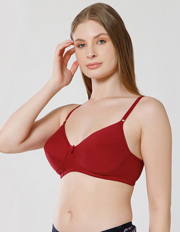 Soft Cotton Wirefree Padded Full Coverage Bra for All-Day Wear - Mehroon (#1544MEH)