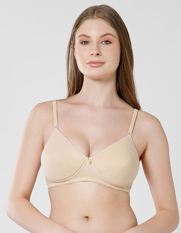 Soft Cotton Wirefree Padded Full Coverage Bra for All-Day Wear - Skin (#1544S)