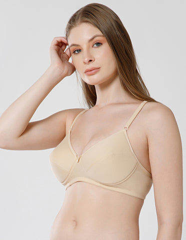 Soft Cotton Wirefree Padded Full Coverage Bra for All-Day Wear - Skin (#1544S)