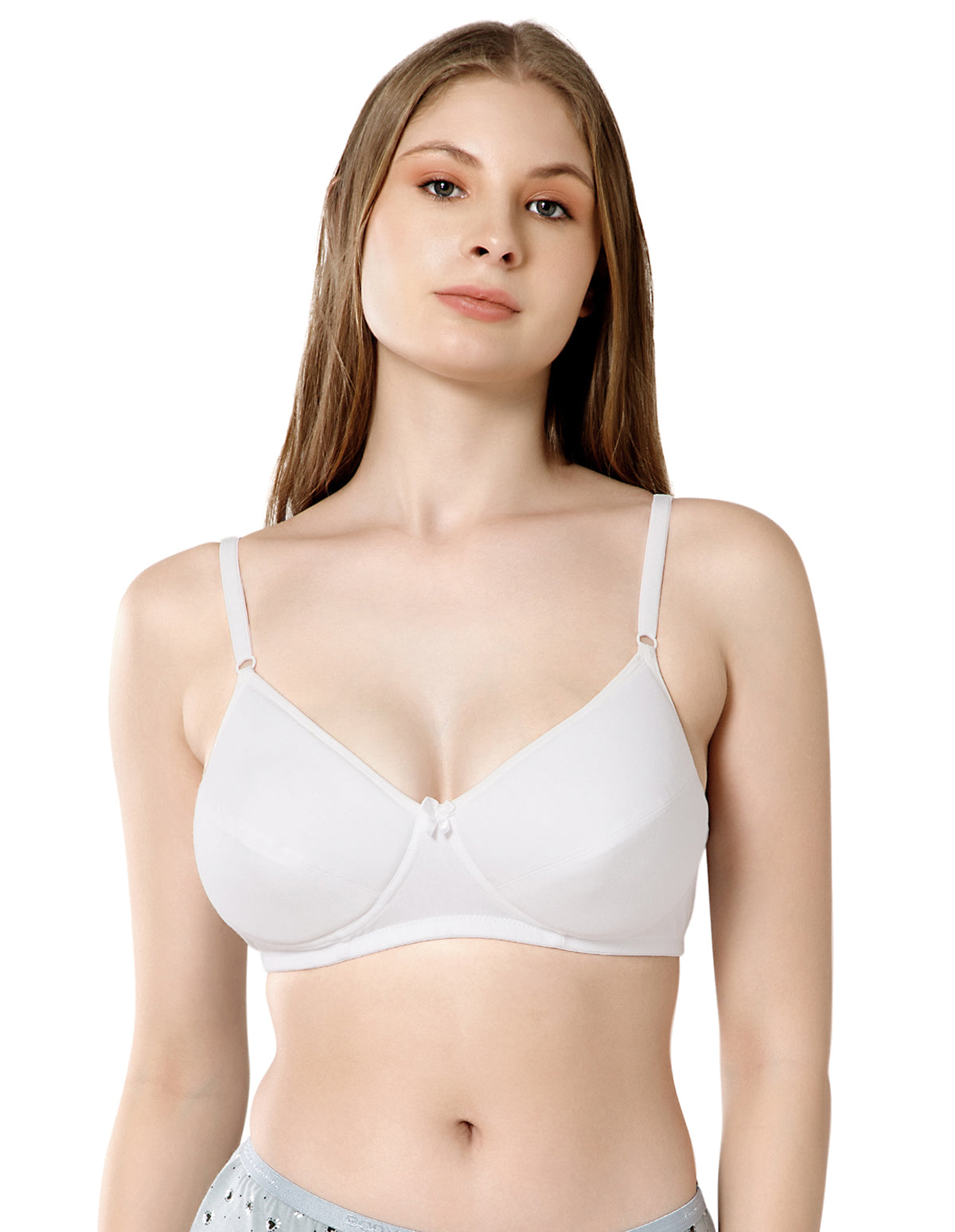 Soft Cotton Wirefree Padded Full Coverage Bra for All-Day Wear - White (#1544W)