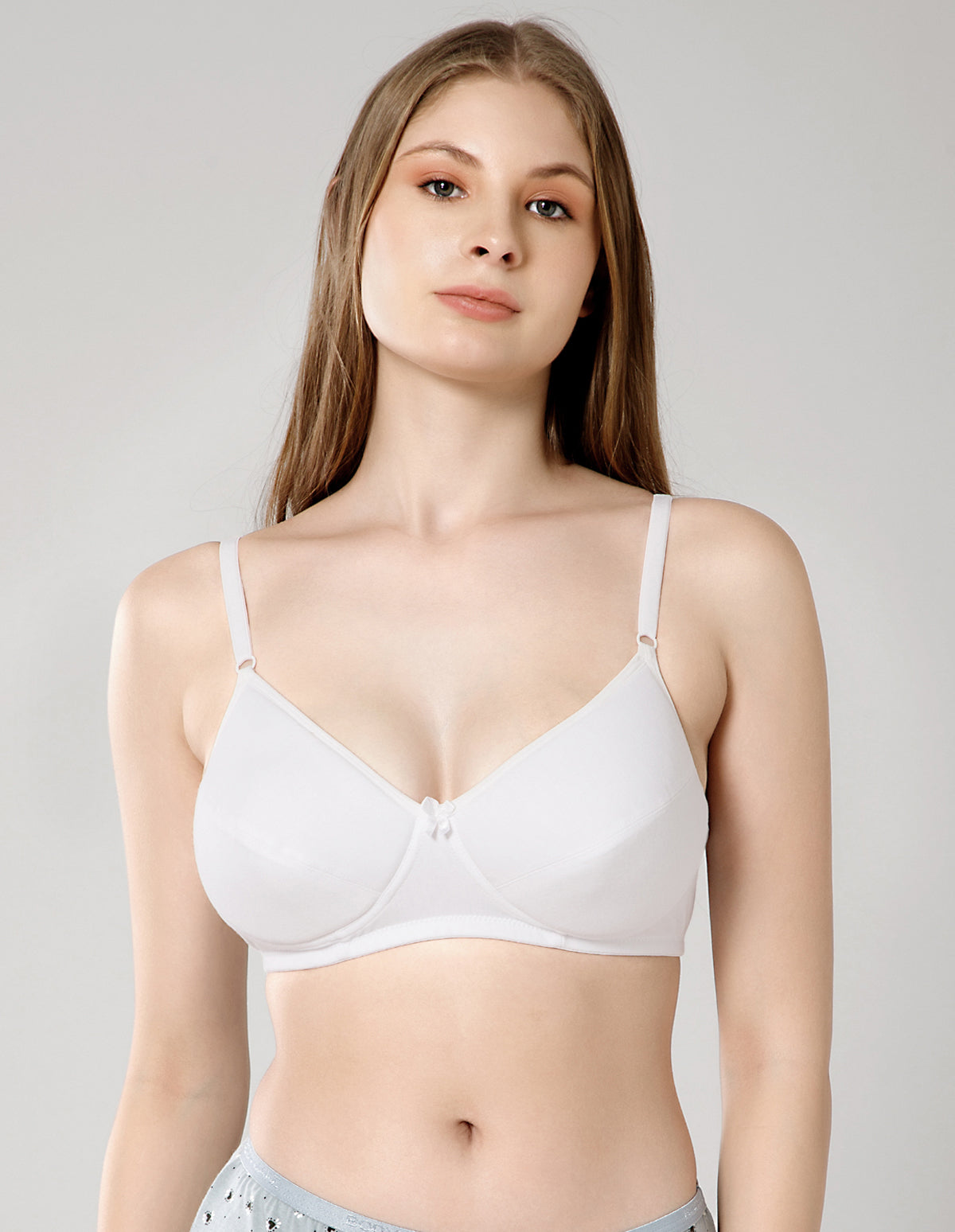 Soft Cotton Wirefree Padded Full Coverage Bra for All-Day Wear - White (#1544W)
