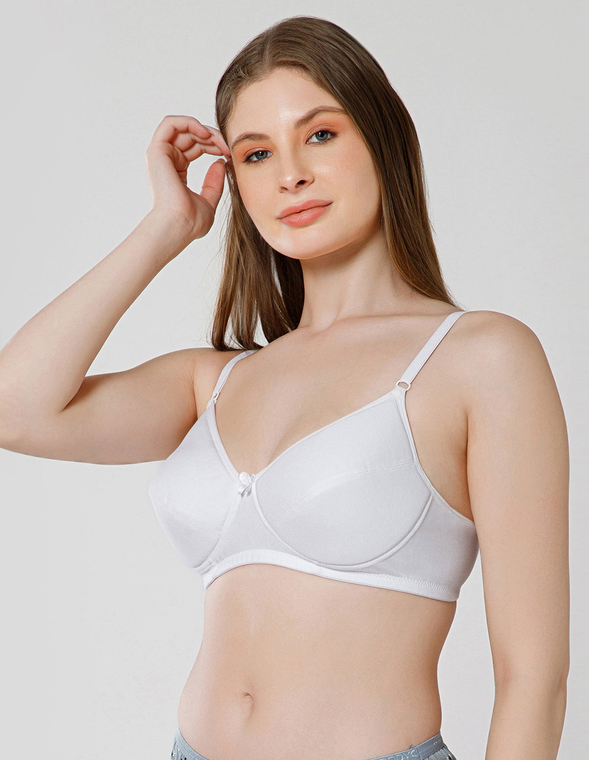 Soft Cotton Wirefree Padded Full Coverage Bra for All-Day Wear - White (#1544W)