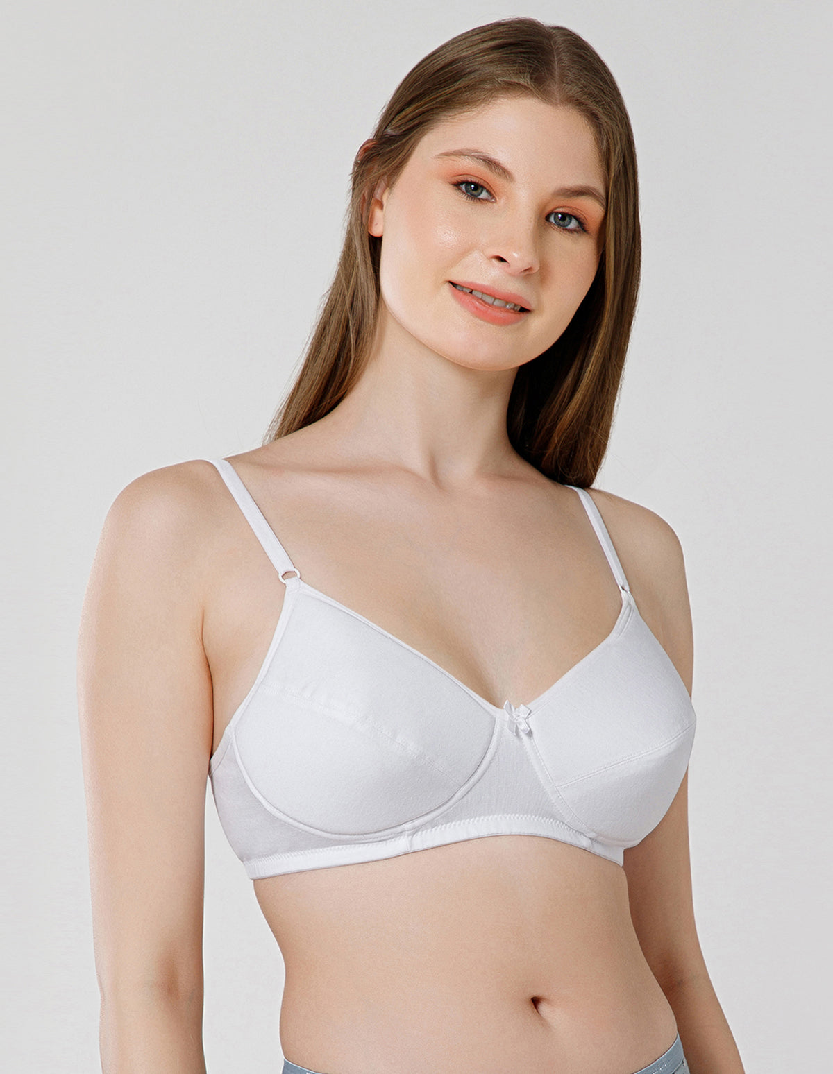Soft Cotton Wirefree Padded Full Coverage Bra for All-Day Wear - White (#1544W)