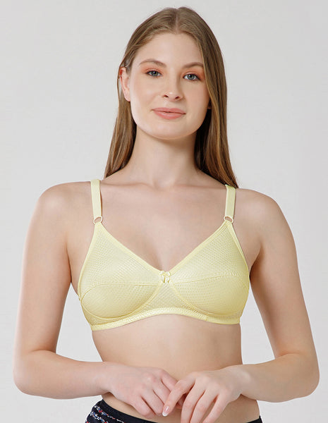 Soft Cotton Wirefree Non-Padded Full Coverage Bra for All-Day Wear - Lemon (#1549LMN)