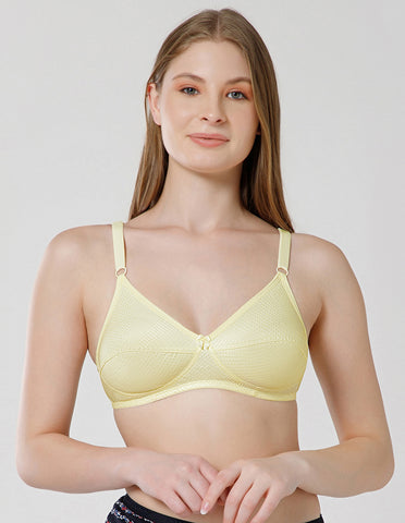 Soft Cotton Wirefree Non-Padded Full Coverage Bra for All-Day Wear - Lemon (#1549LMN)