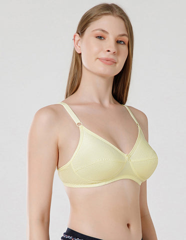 Soft Cotton Wirefree Non-Padded Full Coverage Bra for All-Day Wear - Lemon (#1549LMN)