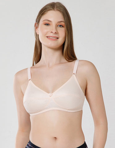 Soft Cotton Wirefree Non-Padded Full Coverage Bra for All-Day Wear - Peach (#1549PCH)