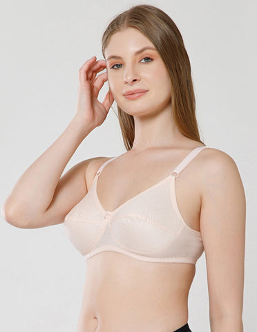 Soft Cotton Wirefree Non-Padded Full Coverage Bra for All-Day Wear - Peach (#1549PCH)