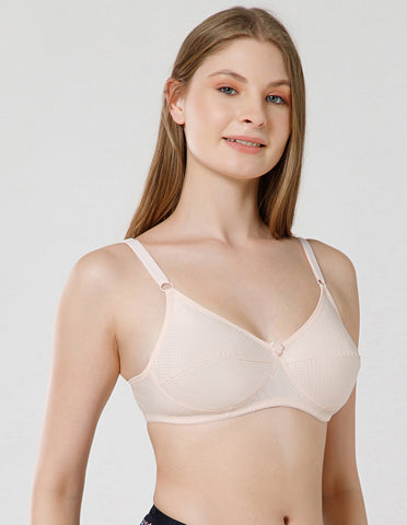 Soft Cotton Wirefree Non-Padded Full Coverage Bra for All-Day Wear - Peach (#1549PCH)