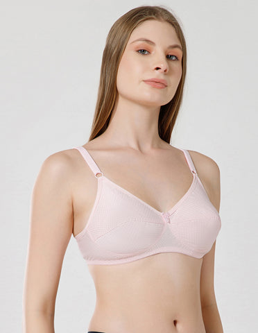 Soft Cotton Wirefree Non-Padded Full Coverage Bra for All-Day Wear - Pink (#1549Pink)