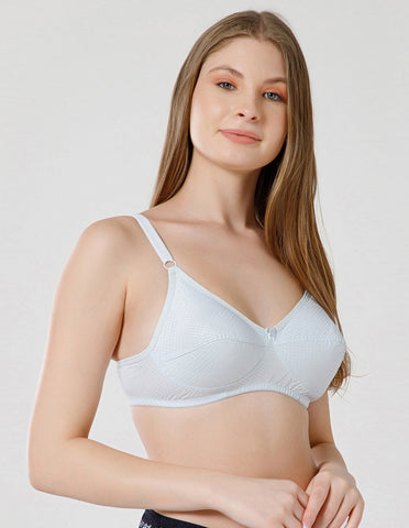 Wirefree Non-Padded Cotton Full Coverage Bra for Everyday Comfort - Sky Blue (#1549SKY)