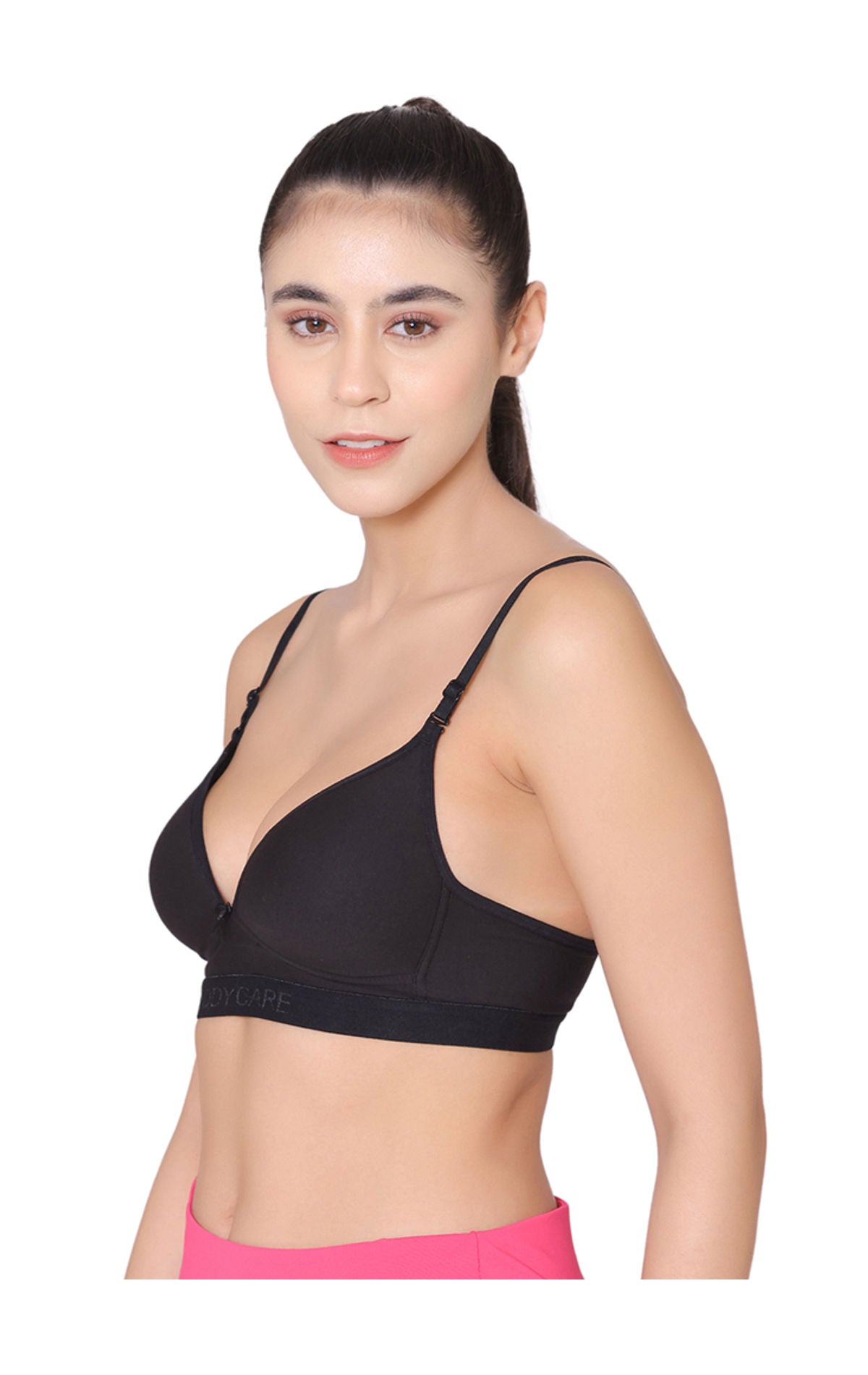 Bodycare Wire free, Seamless Padded Sports Bra -1606-BLACK