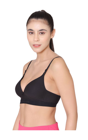 Bodycare Wire free, Seamless Padded Sports Bra -1606-BLACK