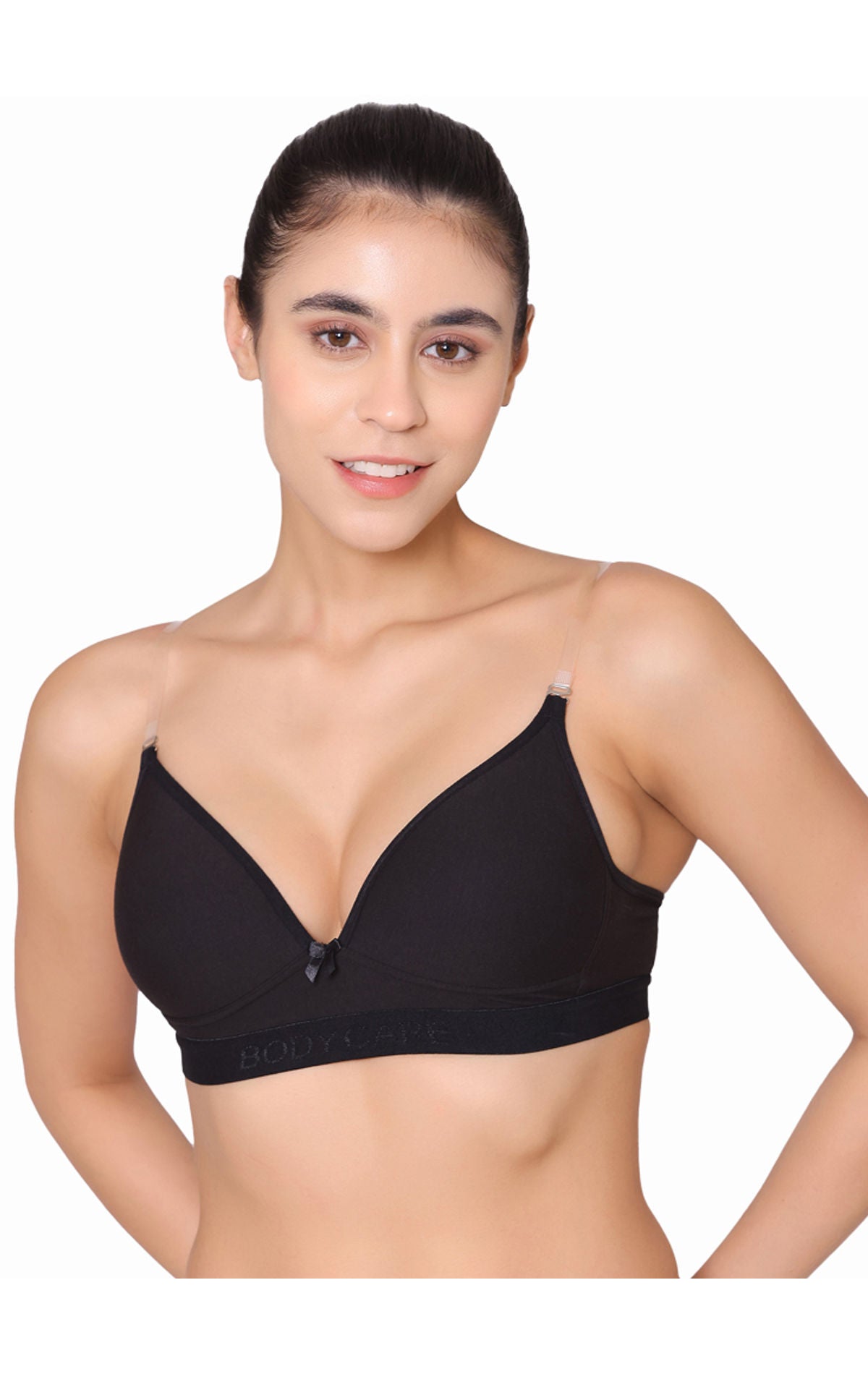 Bodycare Wire free, Seamless Padded Sports Bra -1606-BLACK