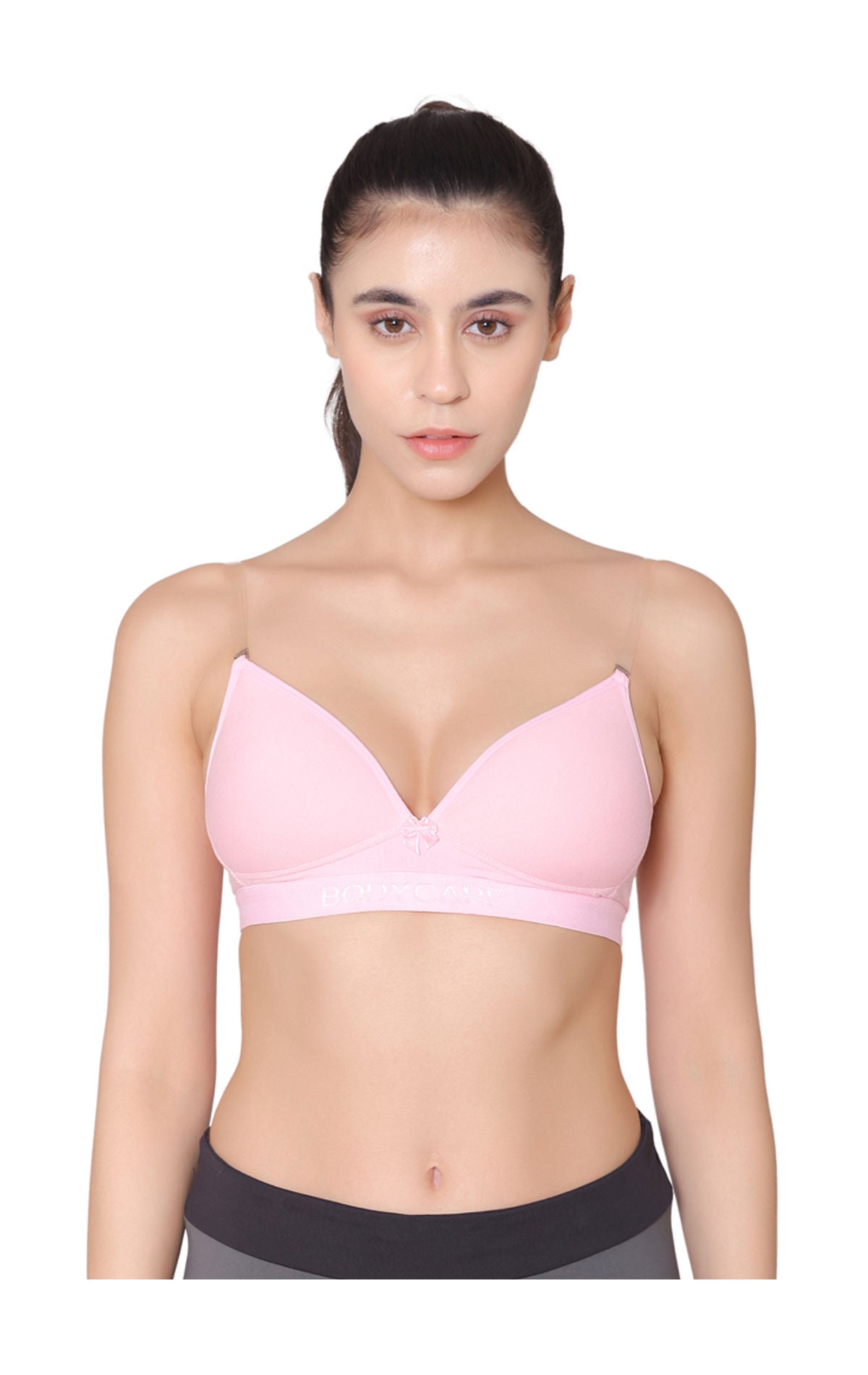 Bodycare Wire free, Seamless Padded Sports Bra -1606-PINK