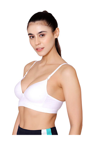 Bodycare Wire free, Seamless Padded Sports Bra -1606-WHITE