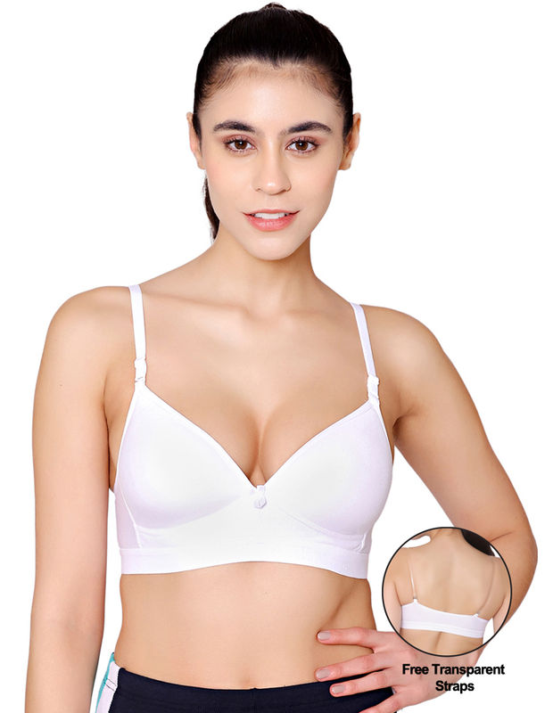 Bodycare Wire free, Seamless Padded Sports Bra -1606-WHITE