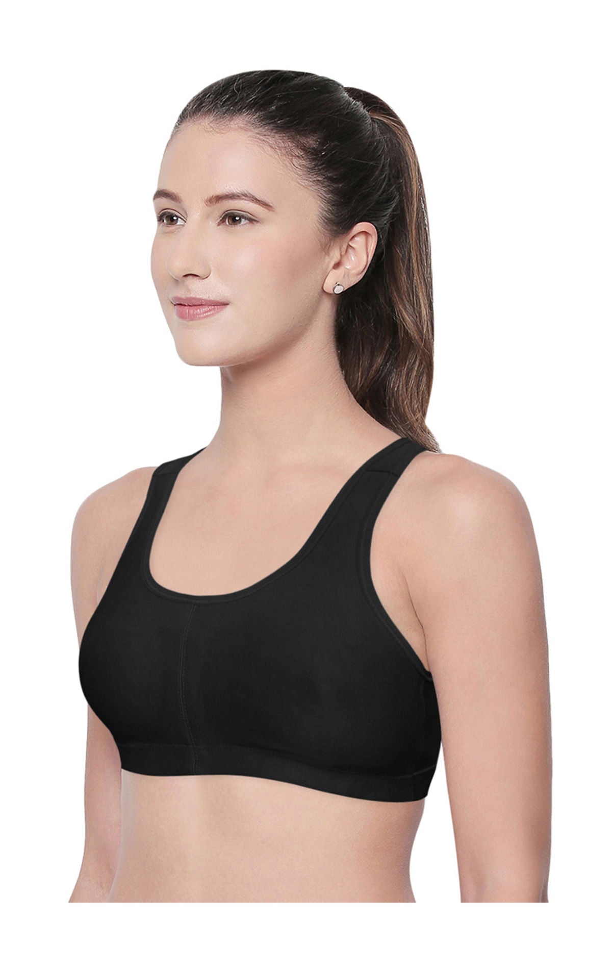 Racerback Sports Bra-1612-Black