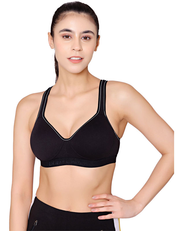 Bodycare cotton spandex wirefree adjustable straps seamless padded sports bra-1615B