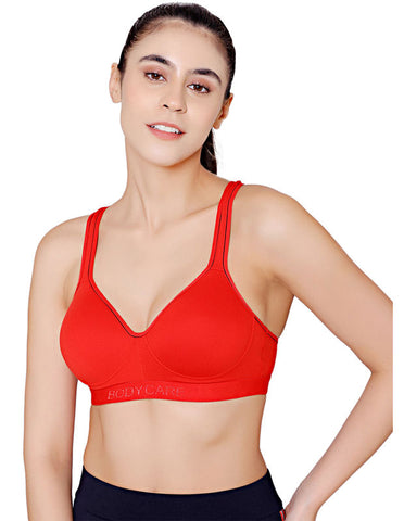 Bodycare cotton spandex wirefree adjustable straps seamless padded sports bra-1615RE