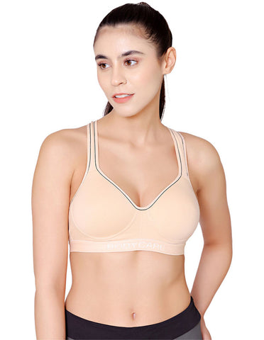 Bodycare cotton spandex wirefree adjustable straps seamless padded sports bra-1615S